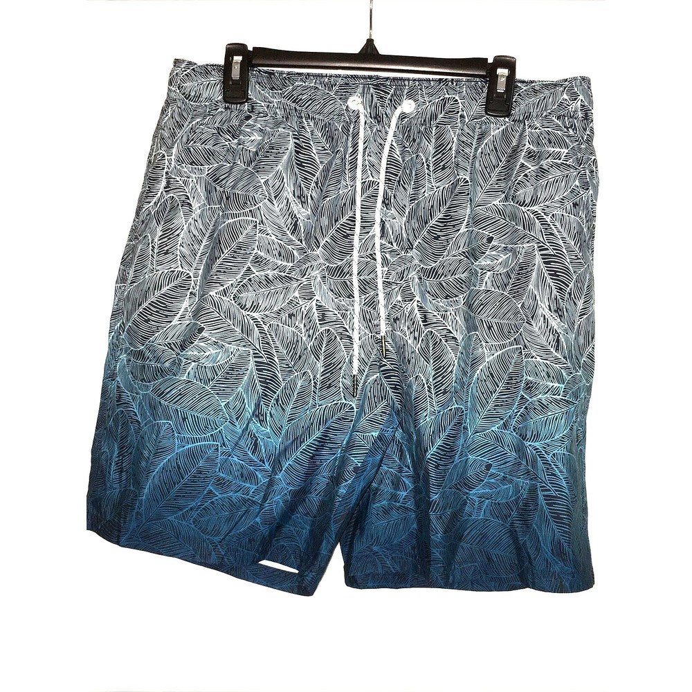 NITAGUT Men's Swimwear Sports Shorts Leaf Pattern Swim Trunks Lightweight Size L